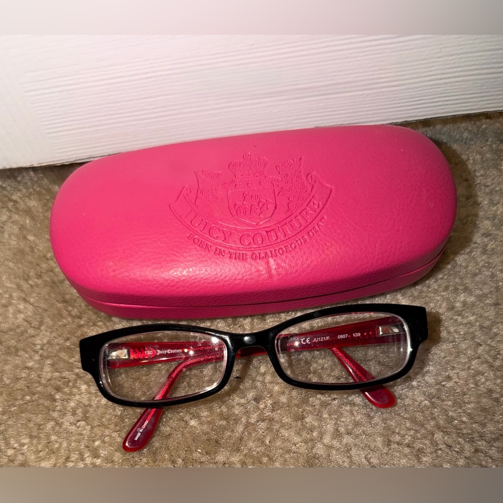 Vintage Y2K Juicy Couture JU 121/F Eyeglasses Black Leopard Red 54/16/130